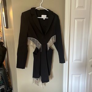 Black blazer dress with cut outs and crystals